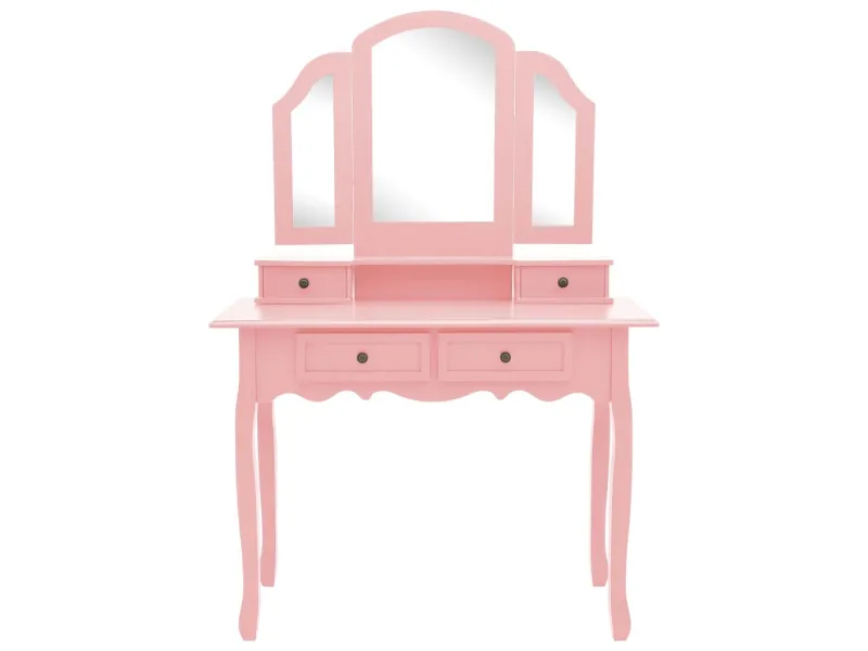 Ensemble de coiffeuse et tabouret Rose 100x40x146 cm Paulownia