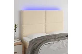Tête de lit à LED Crème 144x5x118/128 cm Tissu