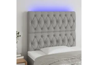 Tête de lit à LED Gris clair 90x7x118/128 cm Tissu