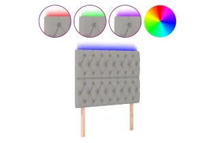 Tête de lit à LED Gris clair 90x7x118/128 cm Tissu 2