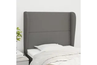 Tête de lit avec oreilles Gris foncé 103x23x118/128 cm Tissu