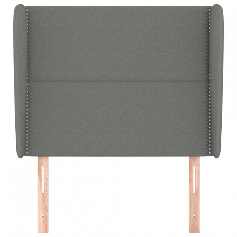 Tête de lit avec oreilles Gris foncé 103x23x118/128 cm Tissu