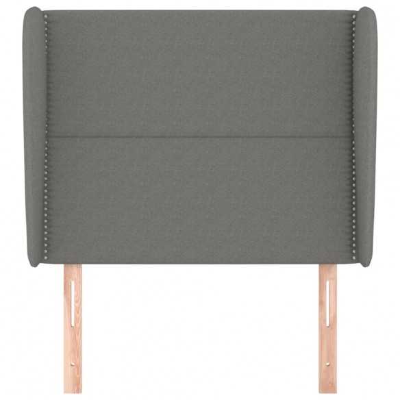 Tête de lit avec oreilles Gris foncé 103x23x118/128 cm Tissu