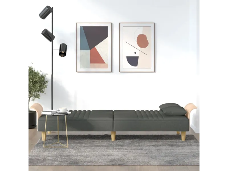 Canapé-lit avec accoudoirs gris foncé tissu