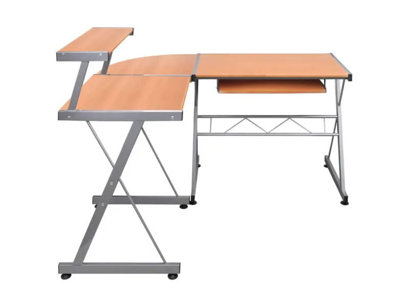 Bureau d'ordinateur d'angle Marron 132x112x99cm Bois ingénierie