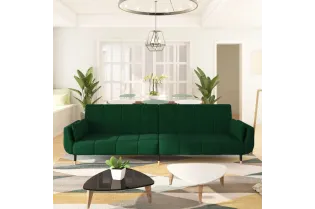 Canapé-lit à 2 places avec deux oreillers Vert foncé Velours