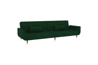 Canapé-lit à 2 places avec deux oreillers Vert foncé Velours 2