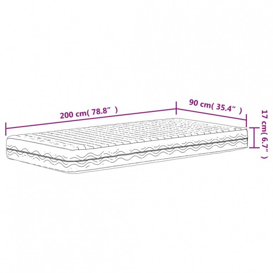 Matelas en mousse blanc 90x200 cm dureté H2 H3