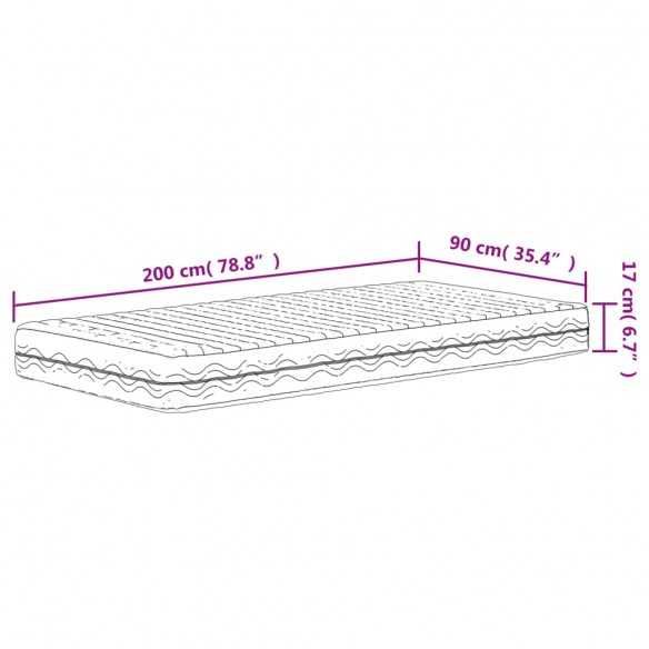 Matelas en mousse blanc 90x200 cm dureté H2 H3 Matelas en mousse blanc 90x200 cm dureté H2 H3