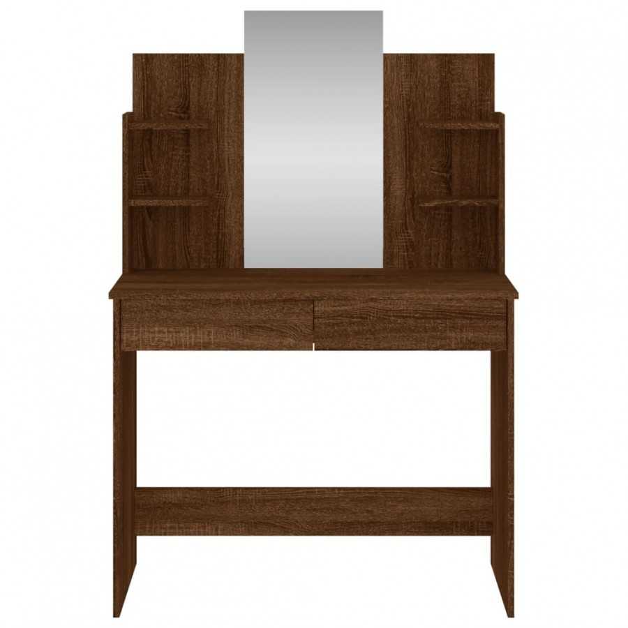 Coiffeuse avec miroir chêne marron 96x39x142 cm
