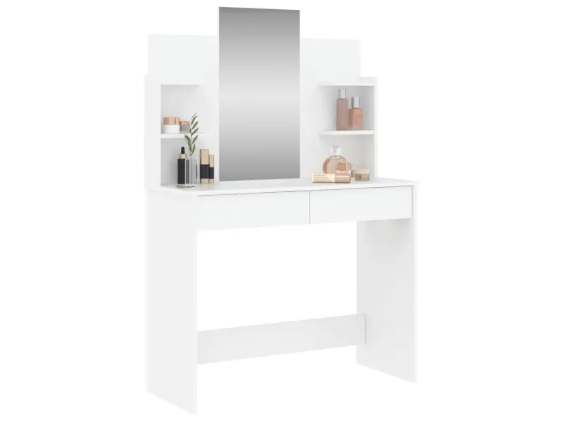 Coiffeuse avec miroir blanc 96x39x142 cm