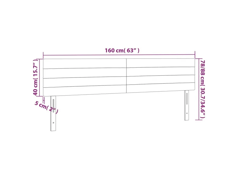 Tête de lit à LED Rose 160x5x78/88 cm Velours