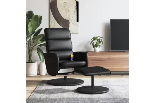 Fauteuil inclinable de massage avec repose-pied noir similicuir