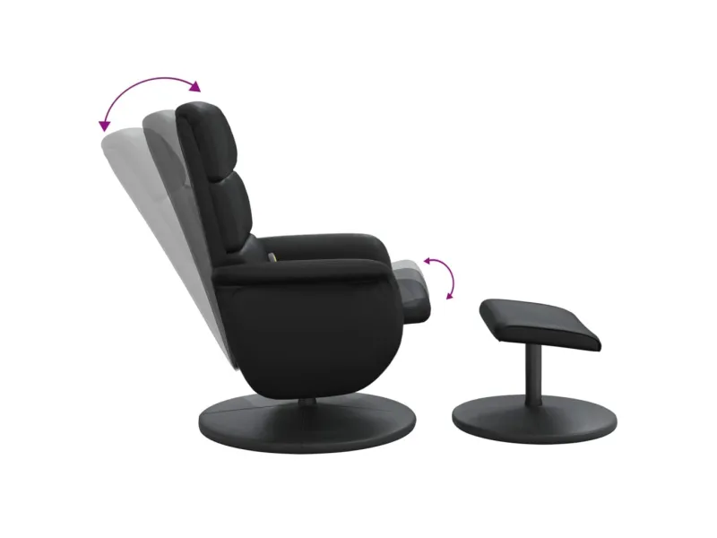 Fauteuil inclinable de massage avec repose-pied noir similicuir