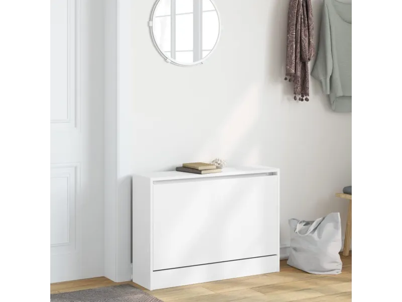 Armoire à chaussures blanc 60x21x57 cm bois d'ingénierie