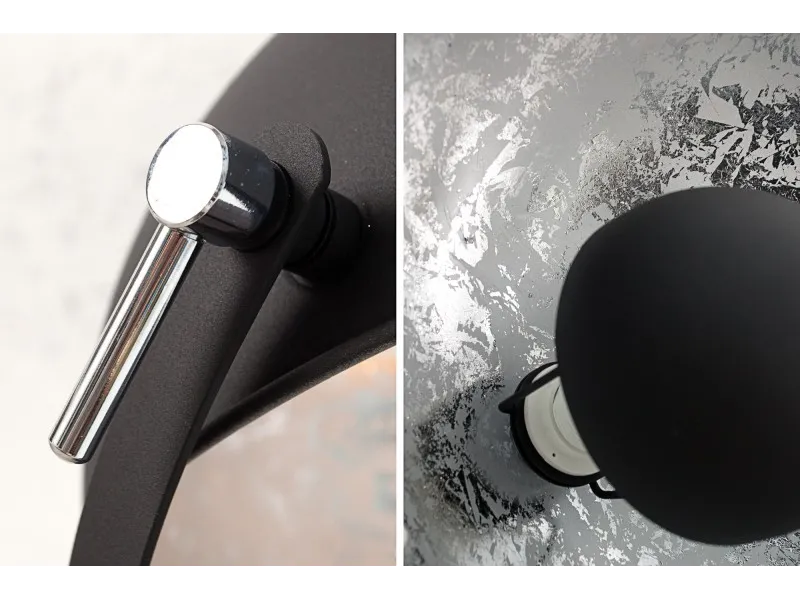 Lampadaire moderne en acier inoxydable et en aluminium coloris noir et argenté