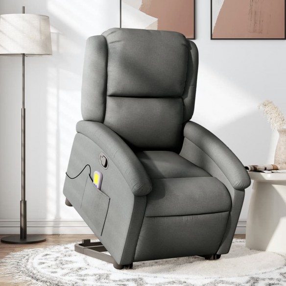 Fauteuil de massage inclinable Gris foncé Tissu