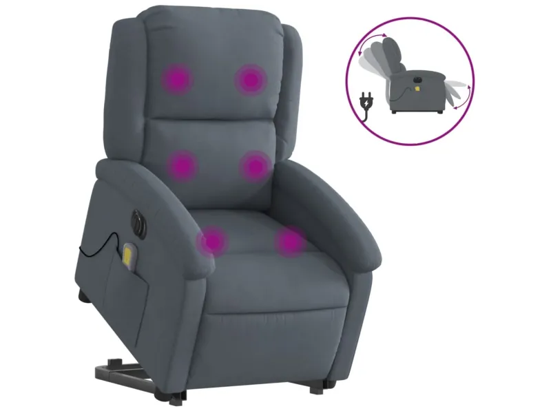 Fauteuil inclinable de massage électrique gris foncé velours