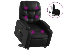 Fauteuil inclinable de massage Noir Similicuir 2