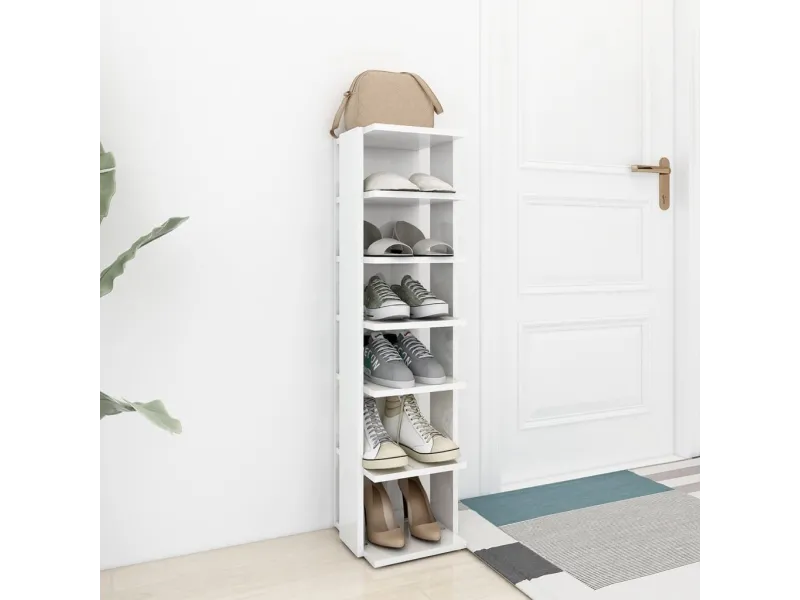 Armoire à chaussures Blanc brillant 27,5x27x102 cm