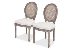 Chaises à manger lot de 2 crème tissu
