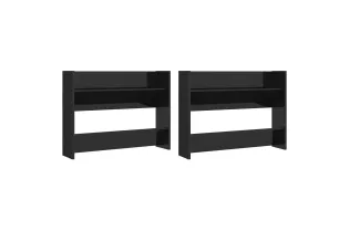 Armoires à chaussures murales 2 pcs Noir brillant 80x18x60 cm 2