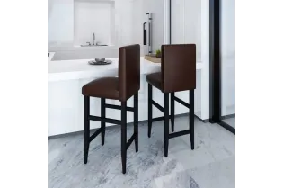 Tabourets de bar lot de 2 marron foncé similicuir