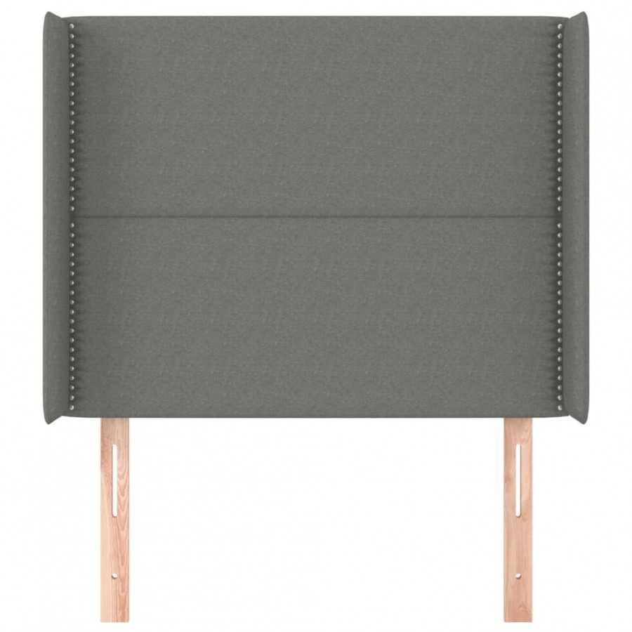 Tête de lit avec oreilles Gris foncé 103x16x118/128 cm Tissu
