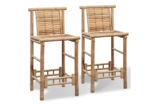 Tabourets de bar lot de 2 bambou