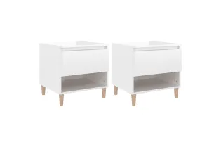 Tables de chevet 2 pcs Blanc brillant 50x46x50 cm 2