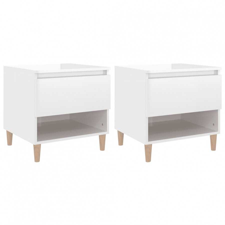 Tables de chevet 2 pcs Blanc brillant 50x46x50 cm