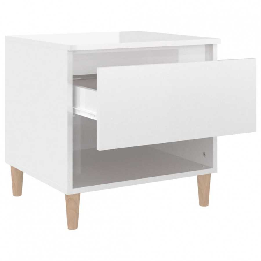 Tables de chevet 2 pcs Blanc brillant 50x46x50 cm