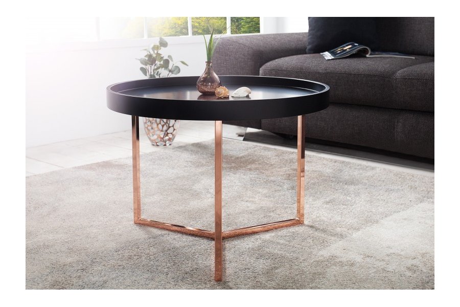 Table d'appoint noire design en bois / métal