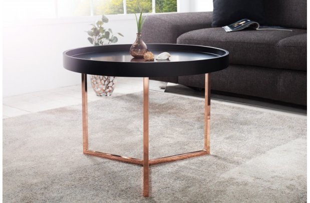 Table d'appoint noire design en bois / métal