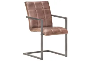 Chaises à manger cantilever lot de 2 marron cuir véritable 2