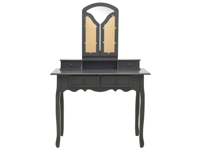 Ensemble de coiffeuse avec tabouret Gris 100x40x146cm Paulownia