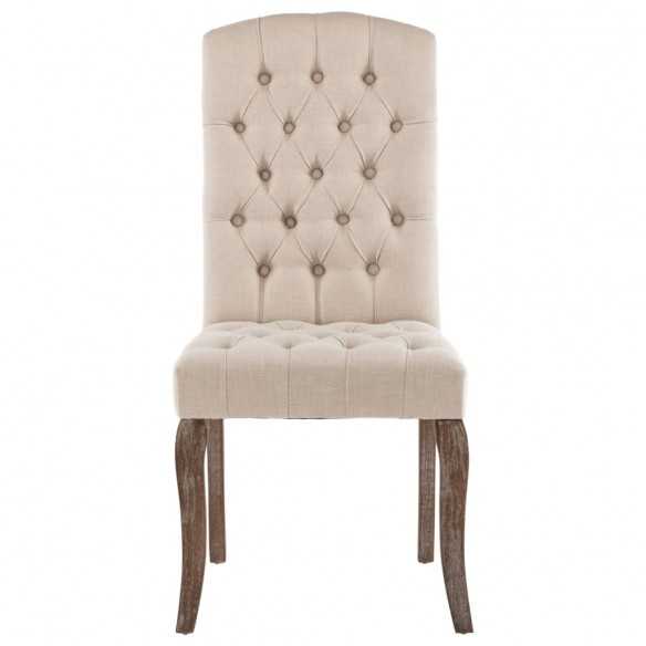 Chaises à manger lot de 2 beige tissu à l'aspect de lin