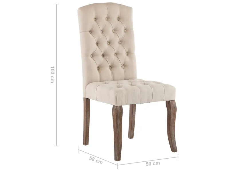 Chaises à manger lot de 2 beige tissu à l'aspect de lin