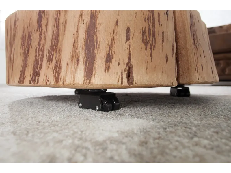 Table basse roulette en bois massif design naturel