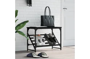 Étagère à chaussures noir 60x30x45 cm bois d'ingénierie