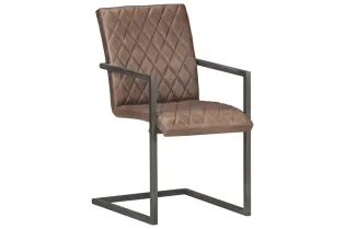 Chaises à manger cantilever lot de 2 marron cuir véritable 2
