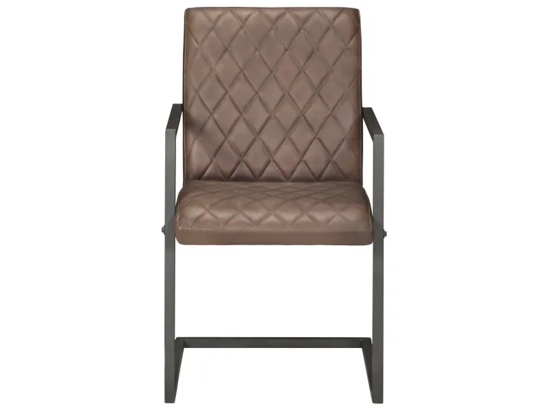 Chaises à manger cantilever lot de 2 marron cuir véritable
