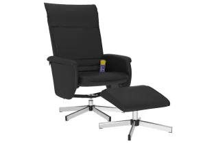 Fauteuil inclinable de massage avec repose-pied noir similicuir 2