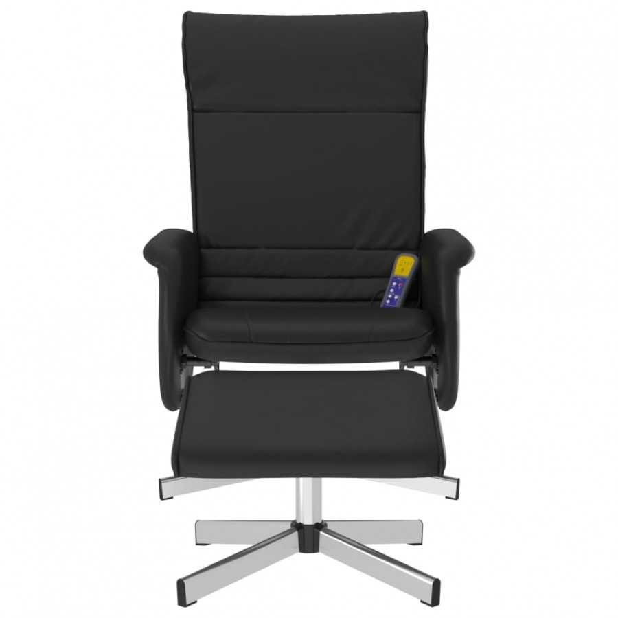 Fauteuil inclinable de massage avec repose-pied noir similicuir