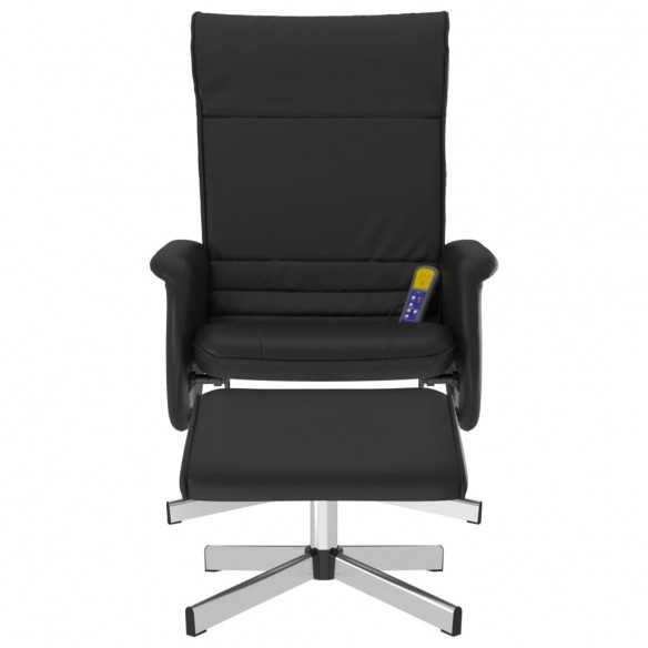 Fauteuil inclinable de massage avec repose-pied noir similicuir