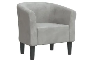 Fauteuil cabriolet gris clair velours 2