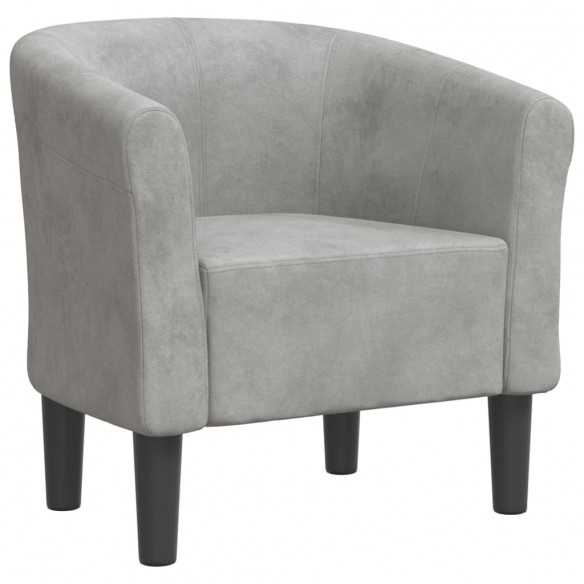 Fauteuil cabriolet gris clair velours