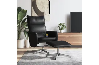 Fauteuil inclinable de massage avec repose-pied noir similicuir
