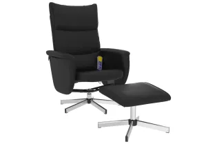 Fauteuil inclinable de massage avec repose-pied noir similicuir 2