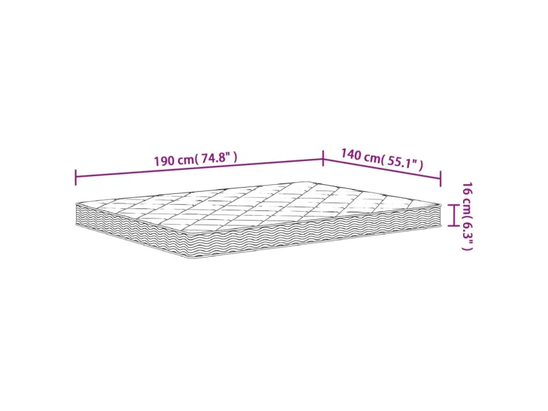 Matelas en mousse moyennement doux 140x190 cm